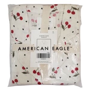 AMERICAN EAGLE Pajama Set Women Cherry Print Cotton Gauze NWT🍒